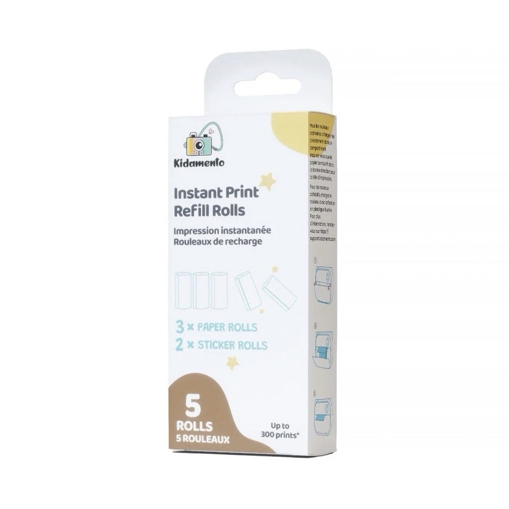 Kidamento Instant Print Thermal Paper Refill Set for Model P, 3 Regular & 2Adhes